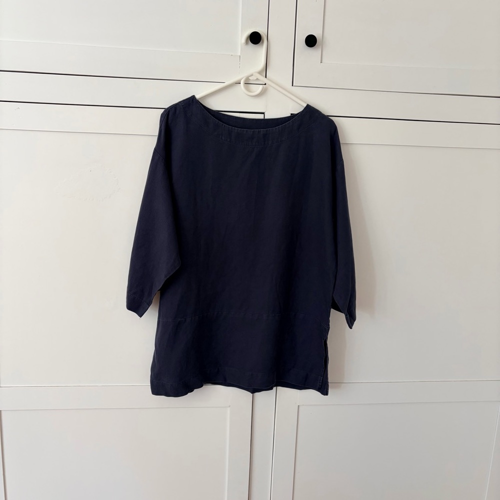J.Jill Pure Linen Blue Blouse Size Small